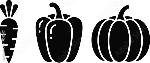Black and white of carrot pepper and pumpkin 1
