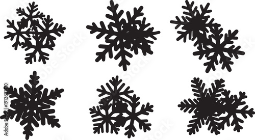 Black Snowflakes on White Background Winter Wonderland Scene