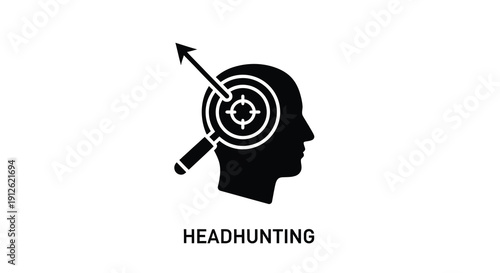 Targeted recruitment concept with a head profile silhouette