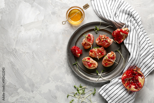 Plate of tasty canape with ...
