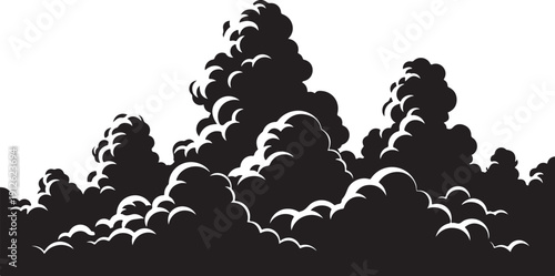 Dramatic Black Clouds on White Background Illustration Vector Graphic