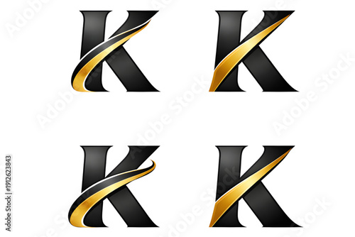 Golden Slash Initial K Monogram Emblem for Knowledge Based Corporate Identity