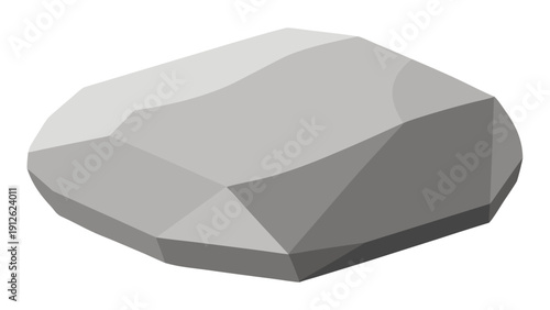 A flat, minimalistic vector illustration of a three-dimensional hexagonal gemstone with smooth, polished facets