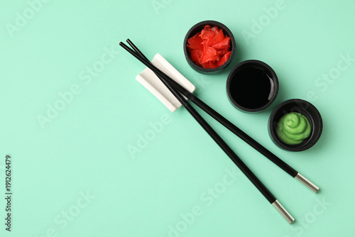 Chopsticks, bowls with wasa...