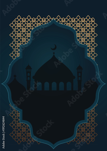 Abstract Islamic background with a mosque shadow ornament in the middle