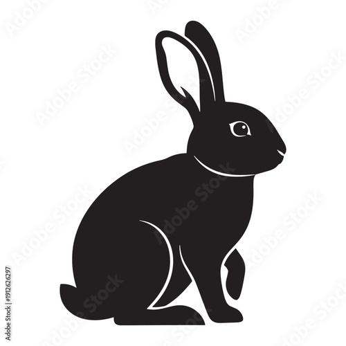 Black rabbit sitting silhouette