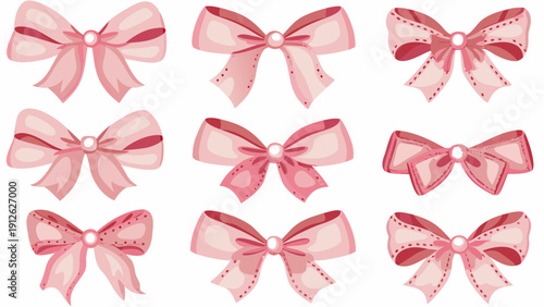 Collection of cute pink hair bows with lace trims and delicate ribbon details