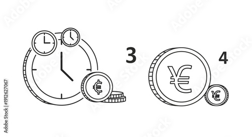 Time is Money Concept: Clock with Coins, Financial Growth and Investment