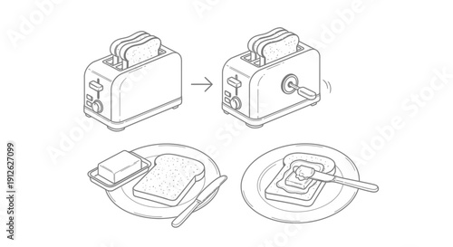 Toasting Bread and Buttering Slice: Step-by-Step Breakfast Preparation