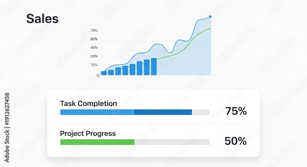 Fototapeta premium A business graph showing sales growth and project progress