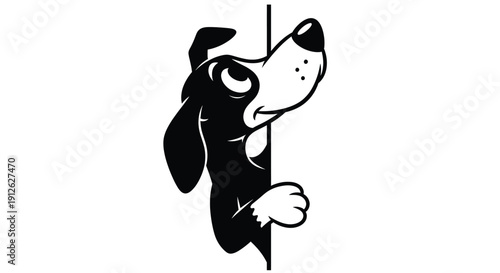 A black and white illustration of a dog playing a musical instrument