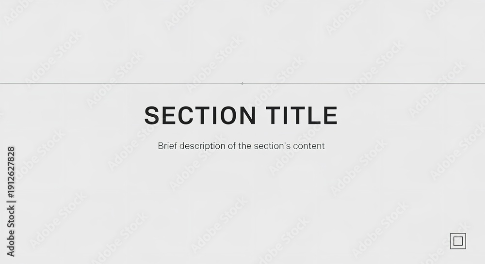 Fototapeta premium A minimalist section title page with a clean design and ample whitespace