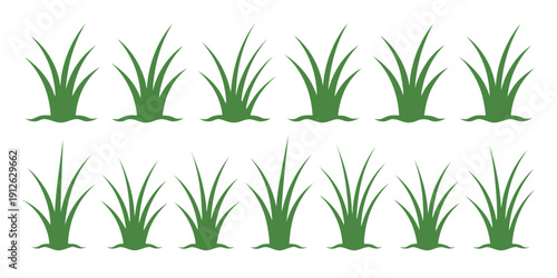 Collection of green grass silhouettes in various styles