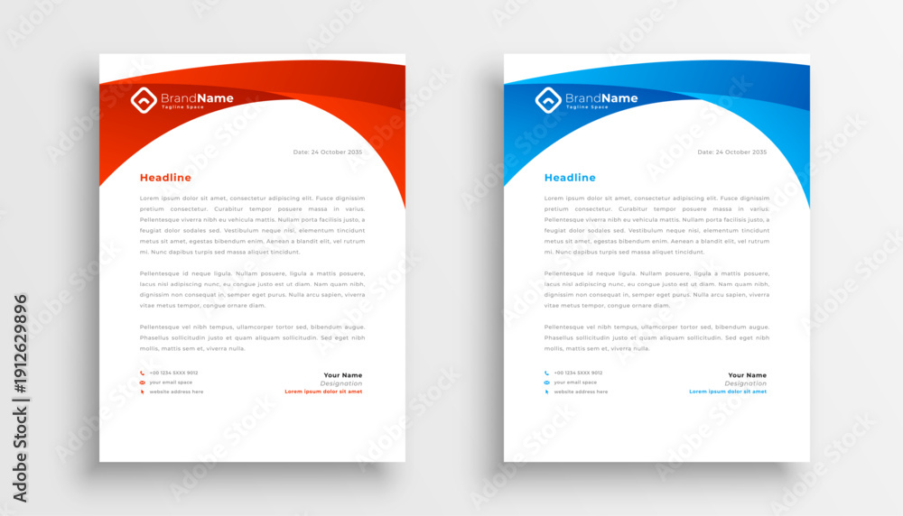 Obraz premium red and blue professional letterhead layout a formal document