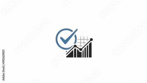 Graph Chart with Checkmark Icon Symbol.