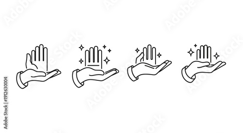 Open Hands Offering Support, Care, and Protection - Clean Line Art Icons