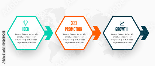 modern 3 step infographic option flowchart template design