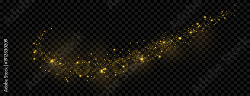 golden stardust glitter particle flowing in wavy style
