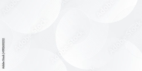 White geometric abstract background overlap layer on bright space with lines effect decoration. Modern graphic design element circles style concept for banner, modern vector arts