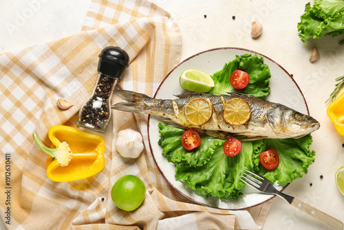 Grilled whole fish with lem...