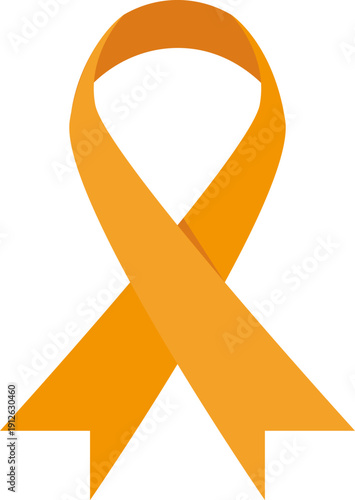 Bright Orange Awareness Ribbon Symbol for Health Support Leukemia and Multiple Sclerosis