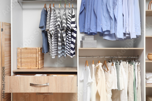 Wardrobe with hanging cloth...