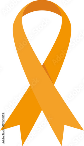 Bright Orange Awareness Ribbon Symbol for Health Support Leukemia and Multiple Sclerosis