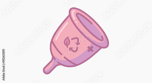 Reusable silicone menstrual cup hygiene product flat icon