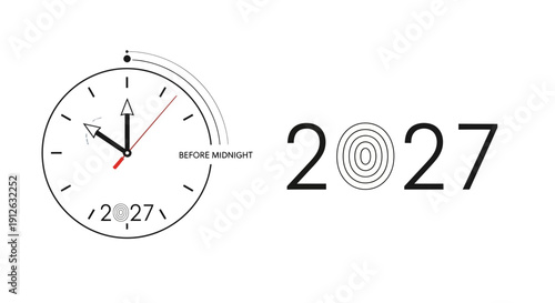 New Year 2027 Countdown Clock Approaching Midnight