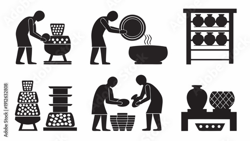 Potter at work creating ceramics in studio