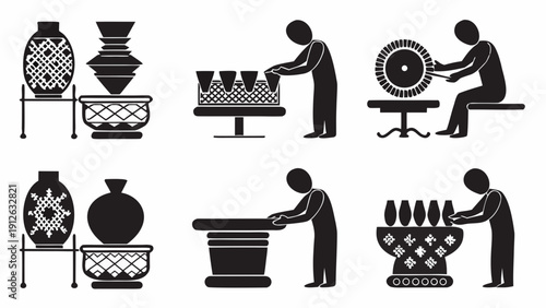 Potter creating ceramic pieces in traditional pottery workshop