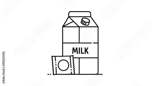 A simple black and white line art icon representing dairy products, showing a carton of milk and a piece of cheese or butter.