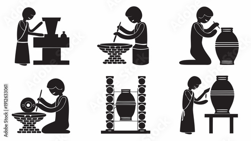 Potter at work creating ceramic vase