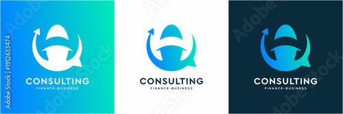 Modern Letter A initial with Consulting Finance Business Logo Template. Vector icon Upward Arrow and Speech Bubble concept.