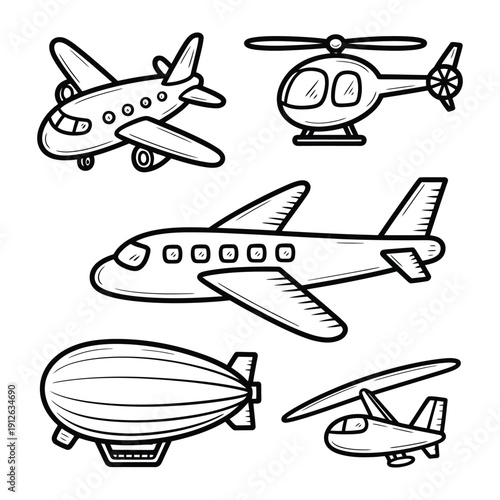 Aviation Collection: A curated collection of stylized aircraft illustrations. Includes aircraft, helicopter and airship illustrations. 