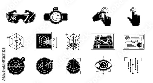 Augmented Reality Technology Icons Set.