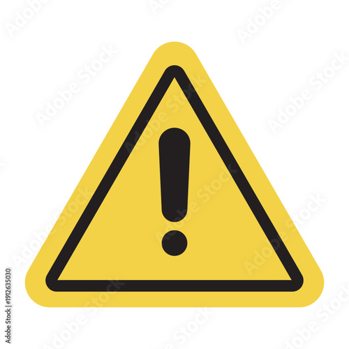 Warning caution triangle sign icon with exclamation mark isolated on transparent background.