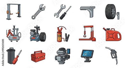 Assorted Tools and Equipment Icons.