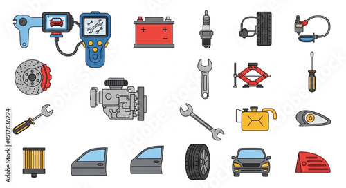 Assorted Automotive Tools and Parts.
