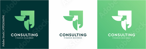 Modern Finance and Business Consulting Logo Template. Vector icon Forward and Speech Bubble concept.