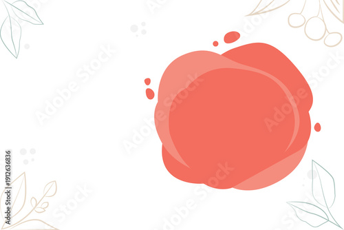 Abstract Coral Blob with Botanical Accents Vector Background