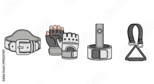 Gym Accessories Set: Weightlifting Belt, Gloves, Ankle Straps, and Resistance Band