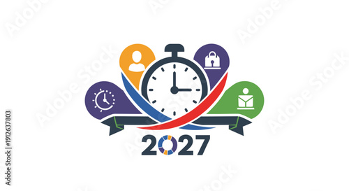 Future Goals 2027: Time Management, Planning, Success, and Strategy Icons