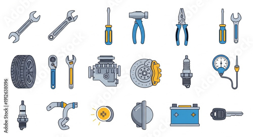 Assorted Tools and Mechanical Parts.