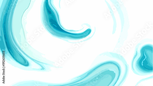 Vector Swirling teal abstract fluid watercolor painting. Liquid texture design. Flowing style of art. Expresses the fluidity of watercolor. 