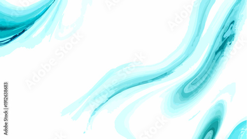 Vector Ethereal Teal Aqua Swirls Abstract Background, depicting liquid watercolor pattern for artistic creation. Captures flowy motion 