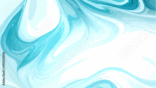 Vector Abstract mesmerizing liquid marble texture in shades of cyan and white, fluidity. Evokes the sea and clouds