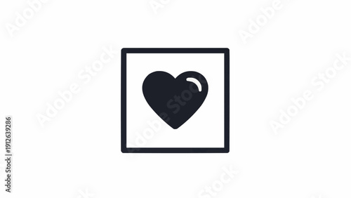 Black heart symbol in square frame.