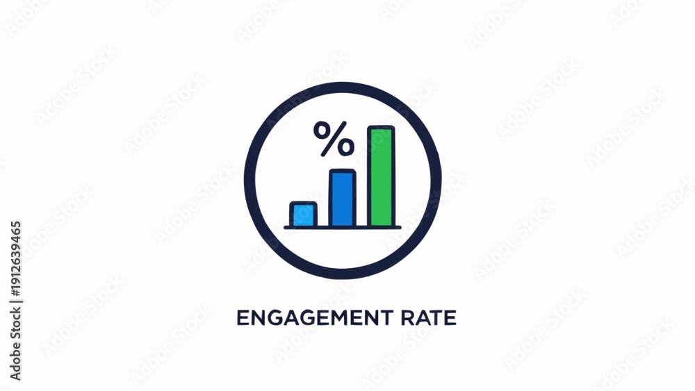 Obraz premium Engagement rate statistics graph symbol.