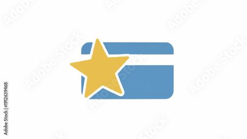 Golden star on blue credit card.